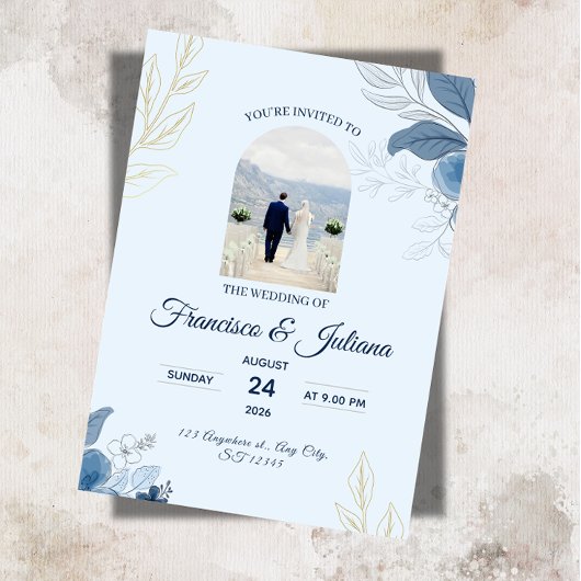 Romantische Hochzeit am Wasser Einladung