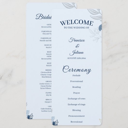 Romantische Hochzeit am Wasser Programm (Vorne/Hinten)