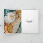 Romantische Hochzeit Aqua Blue White Gold Floral Karte (Innenseite)