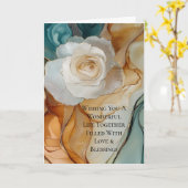 Romantische Hochzeit Aqua Blue White Gold Floral Karte (Gelbe Blume)