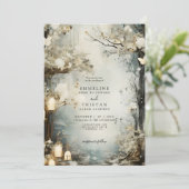 Romantische Hochzeit bei Kerzenschein im bezaubern Einladung (Stehend Vorderseite)