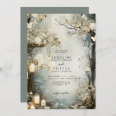 Romantische Hochzeit bei Kerzenschein im bezaubern Einladung (Vorne/Hinten)