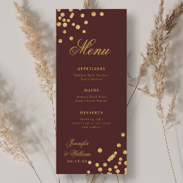 Romantische Hochzeit Confetti Gold Burgund Menükarte