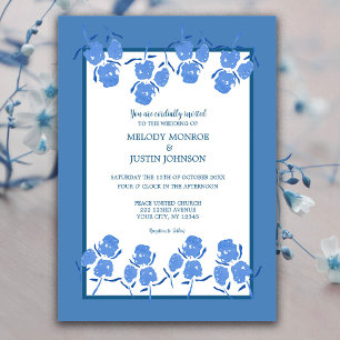 Romantische Hochzeit der Blauen Flora Einladung