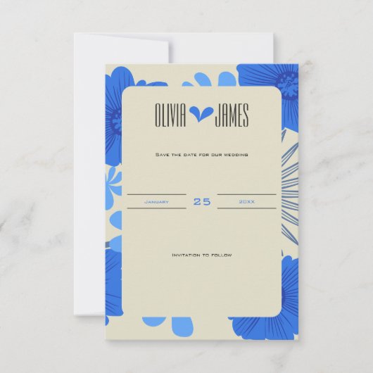 Romantische Hochzeit der Blauen Flora Save The Date (Vorderseite)