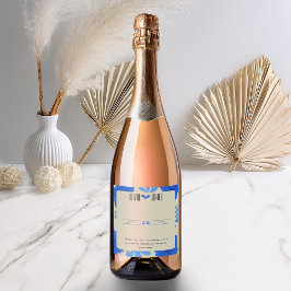 Romantische Hochzeit der Blauen Flora Schaumweinetikett