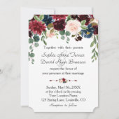 Romantische Hochzeit der Burgundy Navy Einladung (Vorderseite)