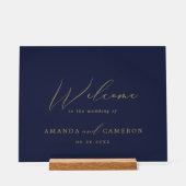 Romantische Hochzeit der Goldkalligrafie-Marine Acrylschild (Vorderseite)