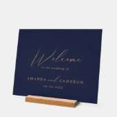 Romantische Hochzeit der Goldkalligrafie-Marine Acrylschild (Winkel)