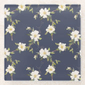 Romantische Hochzeit der Navy Glasuntersetzer (Vorderseite)