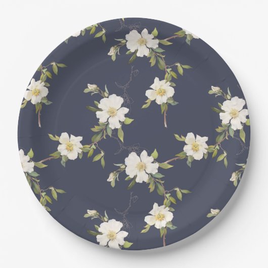 Romantische Hochzeit der Navy Pappteller (Vorderseite)