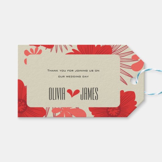 Romantische Hochzeit der Roten Flora Geschenkanhänger (Vorderseite (Horizontal))