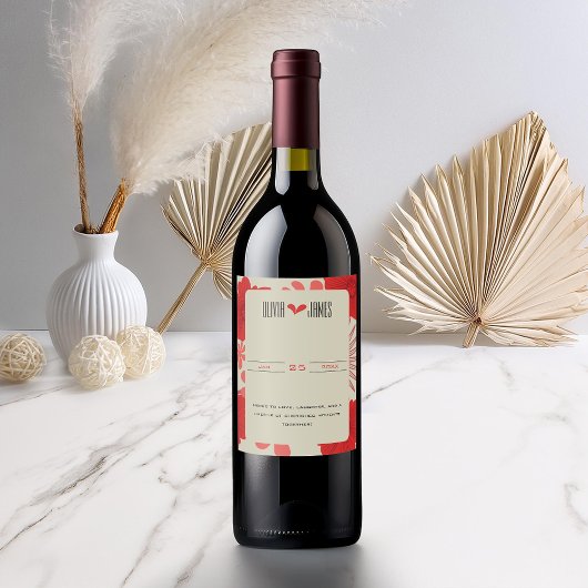 Romantische Hochzeit der Roten Flora Weinetikett