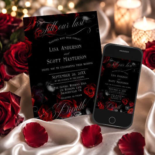 Romantische Hochzeit der Schwarzen Flora Einladung