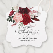 Romantische Hochzeit der Wasserfarbe Burgund Geschenkanhänger (Rückseite)