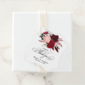 Romantische Hochzeit der Wasserfarbe Burgund Geschenkanhänger (Beispiel)