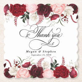 Romantische Hochzeit der Wasserfarbe Burgund Untersetzer