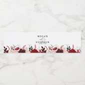 Romantische Hochzeit der Wasserfarbe Burgund Wasserflaschenetikett (Einzelnes Label)