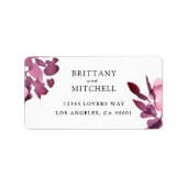 Romantische Hochzeit der Wasserfarben Adressaufkleber (Vorne)