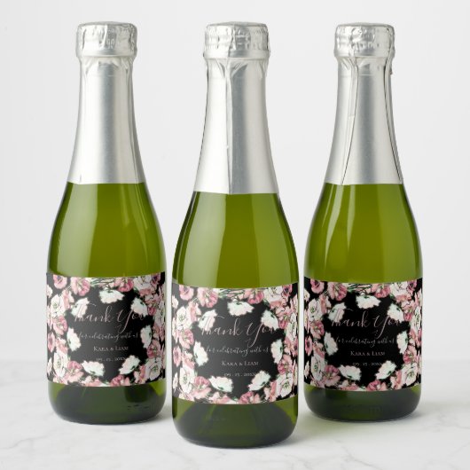 Romantische Hochzeit der Wasserfarben - Danke Mini Schaumweinetikett (Flaschen)