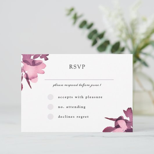 Romantische Hochzeit der Wasserfarben RSVP Karte (Stehend Vorderseite)