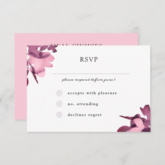 Romantische Hochzeit der Wasserfarben RSVP Karte (Vorne/Hinten)