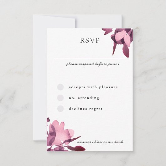 Romantische Hochzeit der Wasserfarben RSVP Karte (Vorderseite)