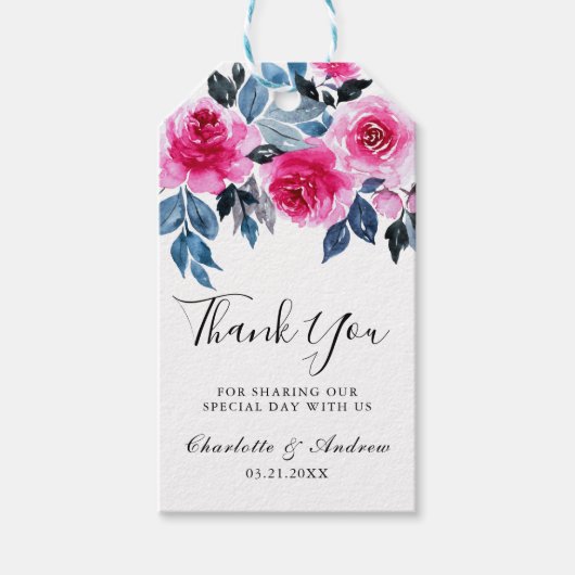Romantische Hochzeit der Wasserfarben - Vielen Dan Geschenkanhänger (Vorderseite)