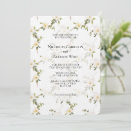Romantische Hochzeit der Weißen Flora Einladung