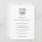 Romantische Hochzeit des Blue Wappen Monogram Einladung (Vorderseite)