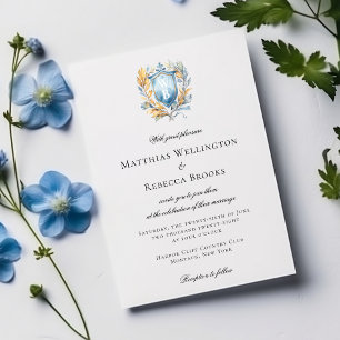 Romantische Hochzeit des Blue Wappen Monogram Einladung