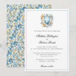 Romantische Hochzeit des Blue Wappen Monogram Einladung