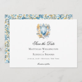 Romantische Hochzeit des Blue Wappen Monogram Save The Date