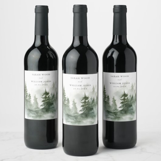 Romantische Hochzeit des grünen Waldes Weinetikett (Flaschen)