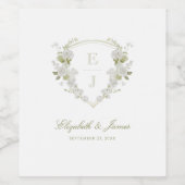 Romantische Hochzeit des Wappen "Green White Flora Weinetikett (Einzelnes Label)