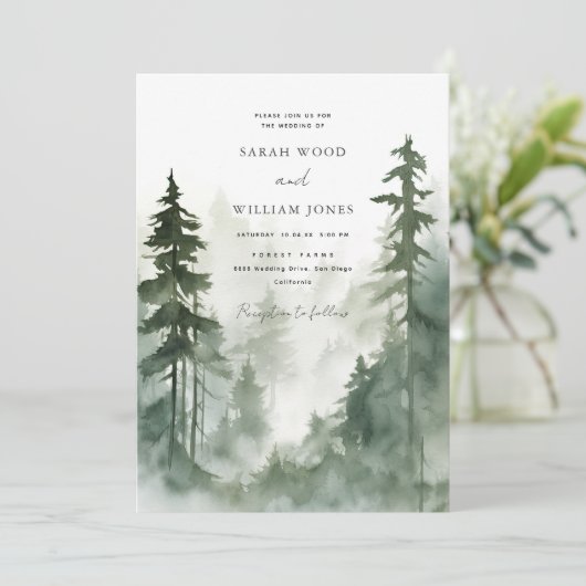 Romantische Hochzeit des wilden Waldes Einladung (Stehend Vorderseite)