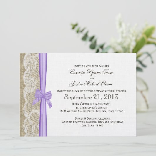 Romantische Hochzeit Einladung (Stehend Vorderseite)