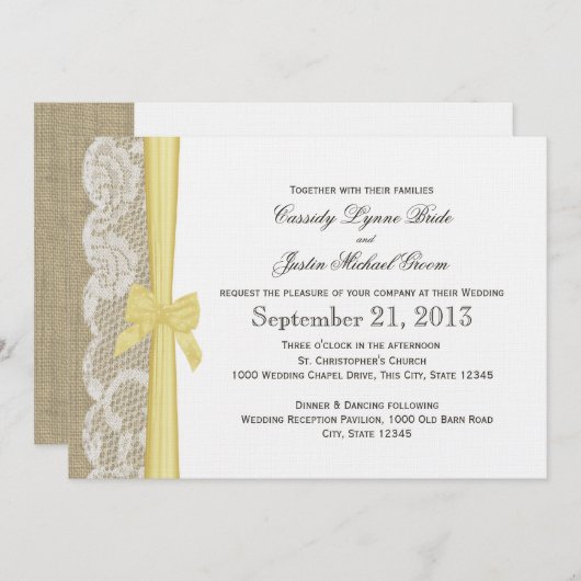 Romantische Hochzeit Einladung (Vorne/Hinten)