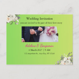 Romantische Hochzeit Einladung Postkarte - Elegant