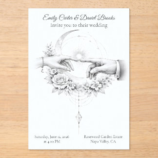Romantische Hochzeit Hände Minimalistisches Design Acryleinladungen