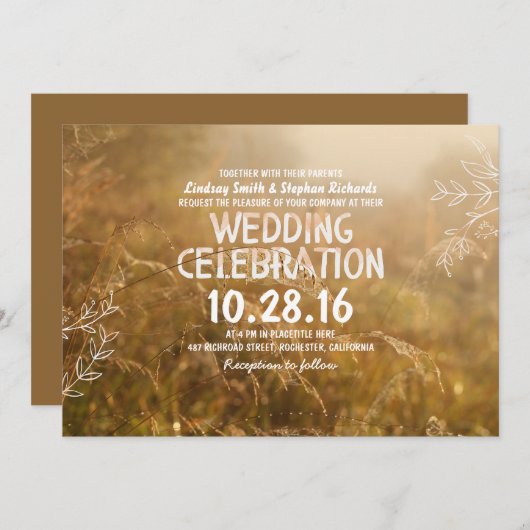 romantische Hochzeit im Freien Einladung (Vorne/Hinten)