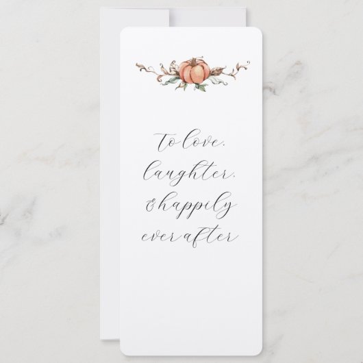 Romantische Hochzeit im Herbst Menü mit Orange und Einladung (Rückseite)