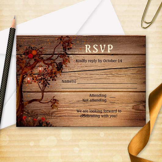 Romantische Hochzeit im Herbst RSVP-Karte Einladung