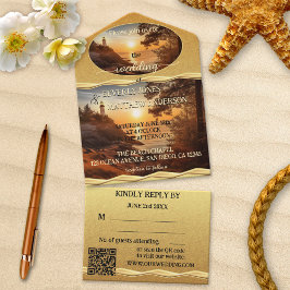 Romantische Hochzeit im Leuchtturm All In One Einladung