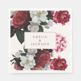 Romantische Hochzeit in Burgund mit Rot und Kupfer Serviette