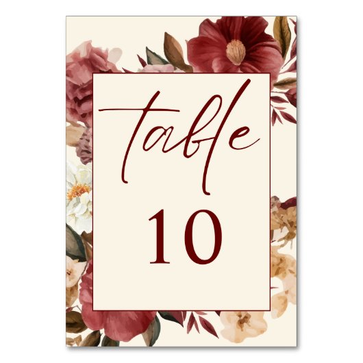 Romantische Hochzeit in Burgund mit Rot und Kupfer Tischnummer (Rückseite)