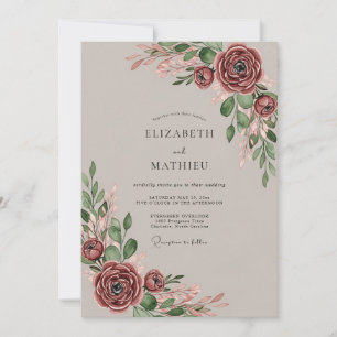Romantische Hochzeit in Mauve Einladung