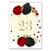 Romantische Hochzeit in Rot und Schwarz - Blume Tischnummer (Rückseite)