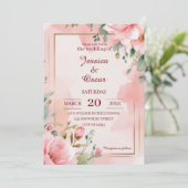 Romantische Hochzeit in sanft rosa Wasserfarbe Flo Einladung (Stehend Vorderseite)