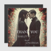 Romantische Hochzeit in Schwarz Magnetkarte (Vorne/Hinten)